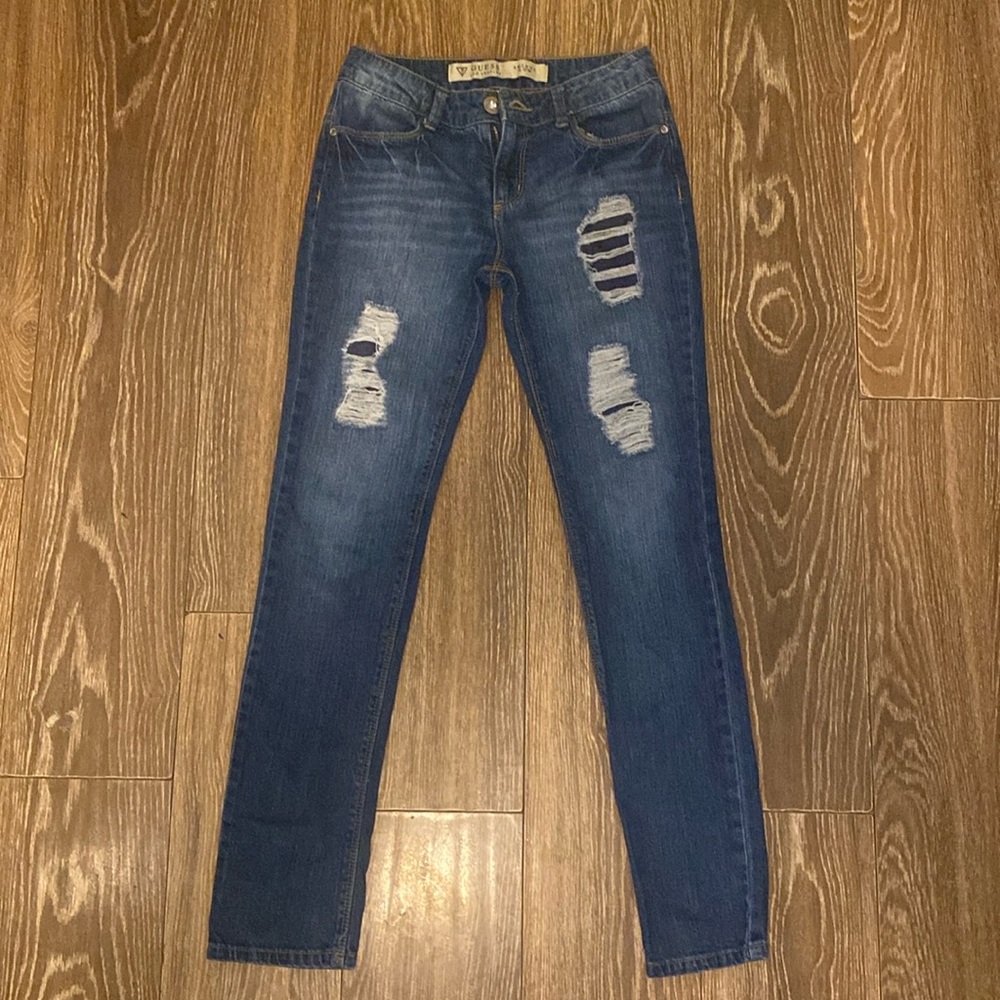 Girl Guess Ripped Skinny Low Jeans Size 14